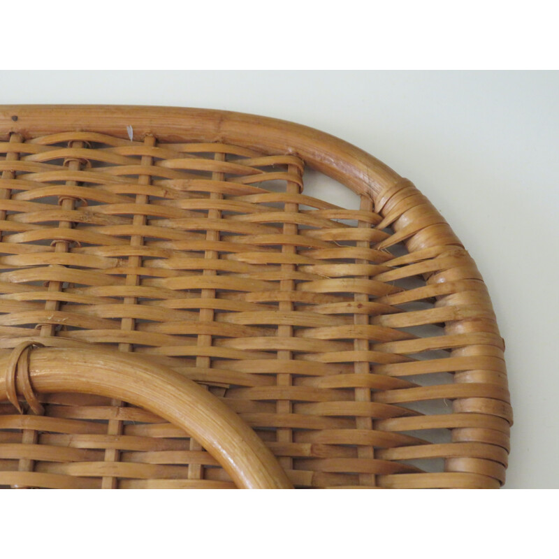 Vintage Towel rack in rattan and bamboo, 1970
