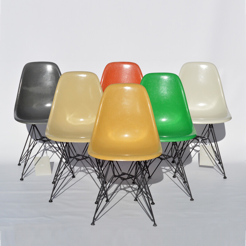 Set of 6 Herman Miller "DSR" chairs, Charles & Ray EAMES - 1960s