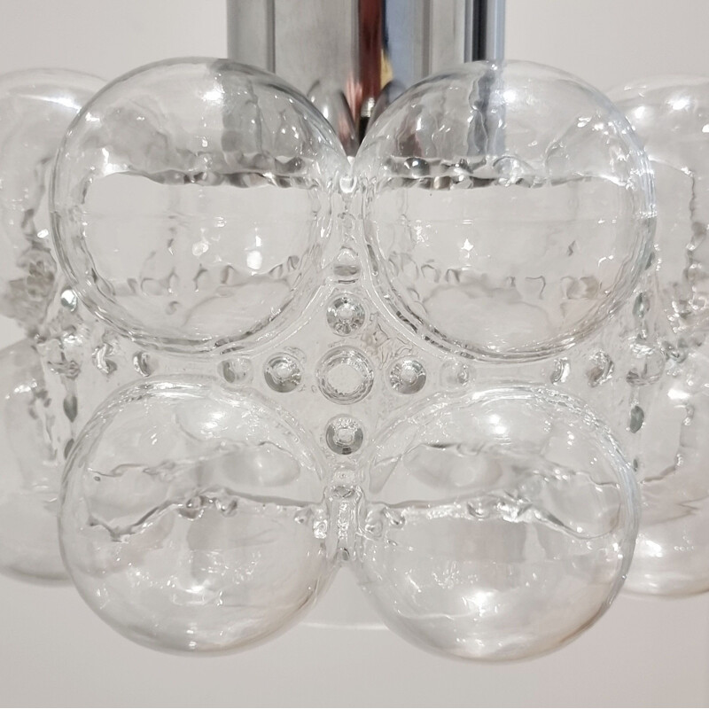 Suspensão Vintage bubble glass por Helena Tynell para Limburg, Alemanha 1960