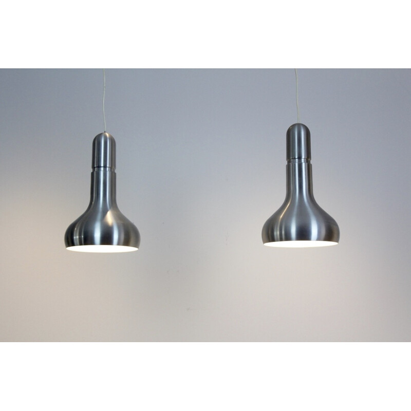 Pair of Danish aluminium pendant lights - 1960s