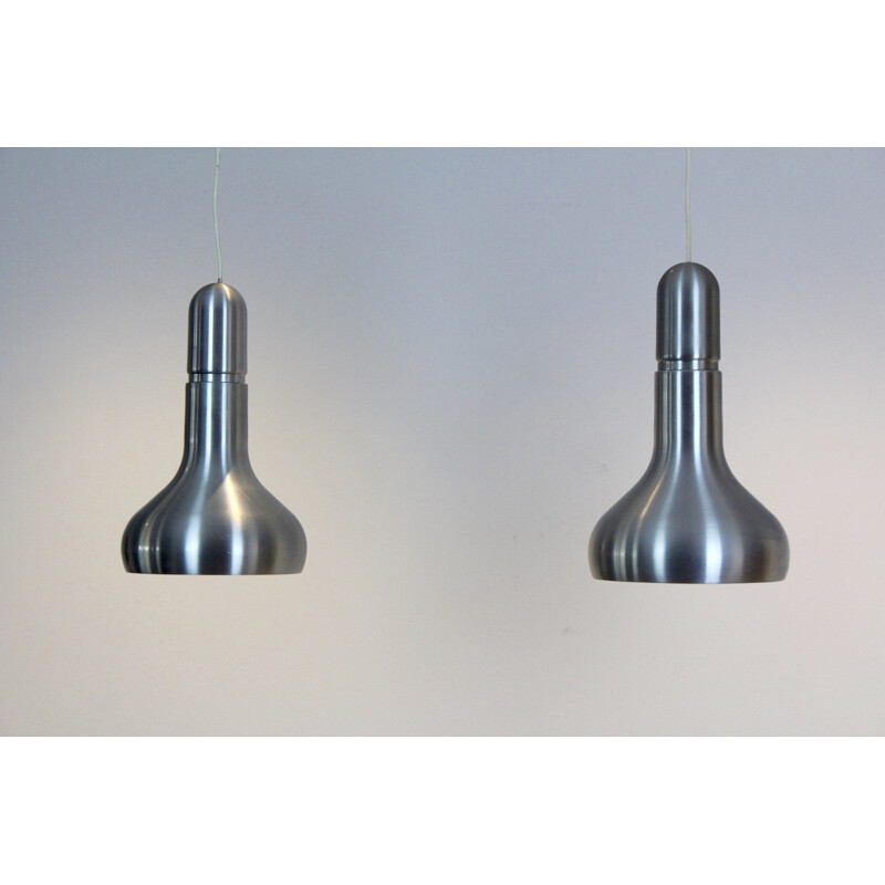 Pair of Danish aluminium pendant lights - 1960s