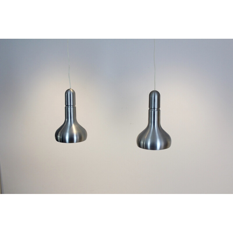 Pair of Danish aluminium pendant lights - 1960s