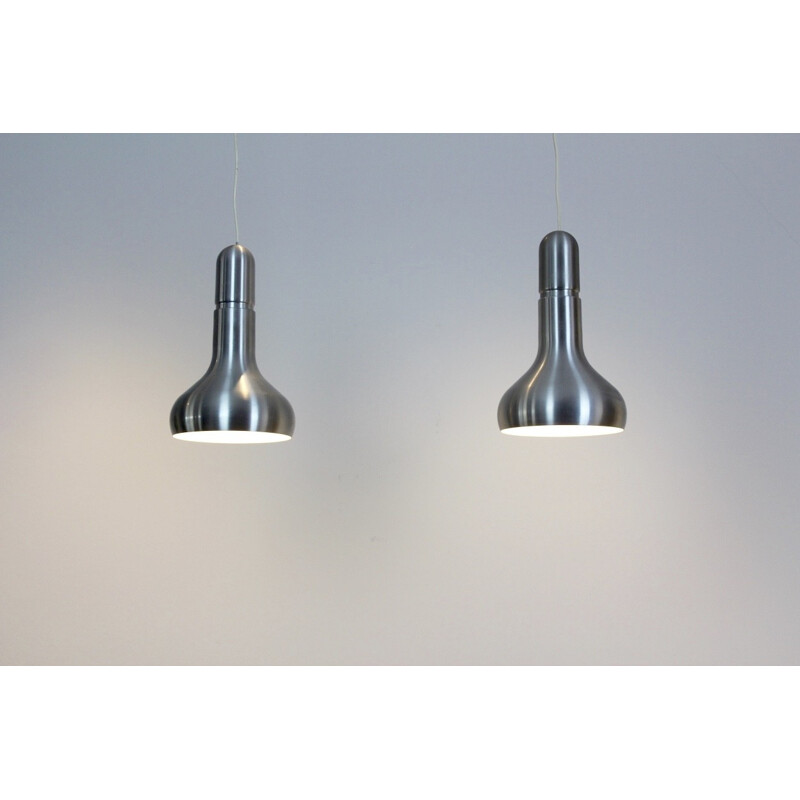 Pair of Danish aluminium pendant lights - 1960s