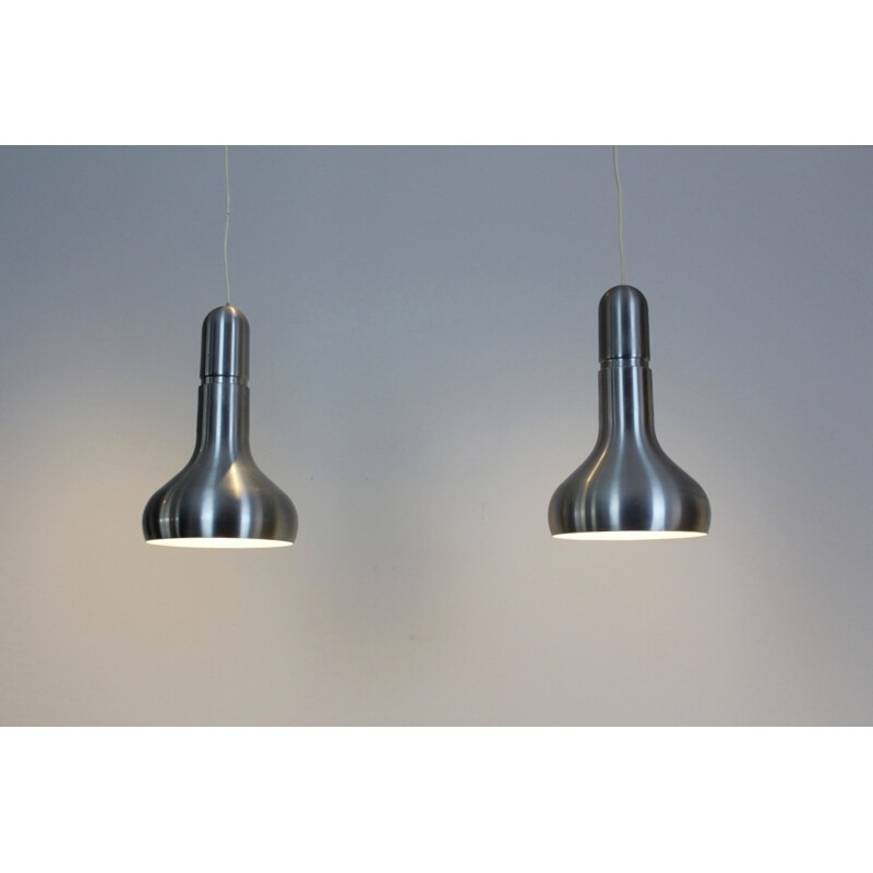 Pair of Danish aluminium pendant lights - 1960s