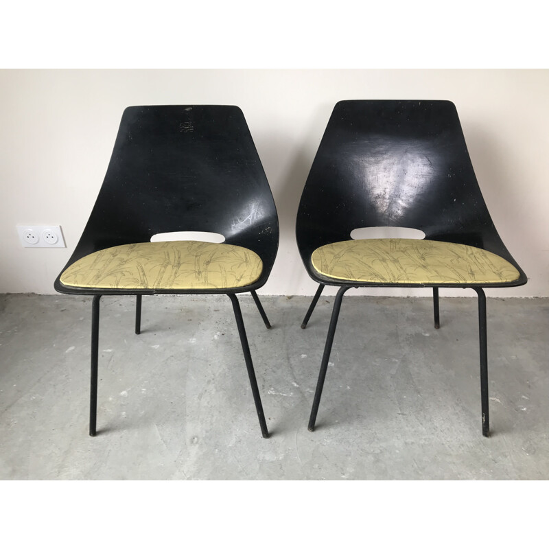 Pair of vintage Tonneau chairs by Pierre Guariche for Steiner, 1950