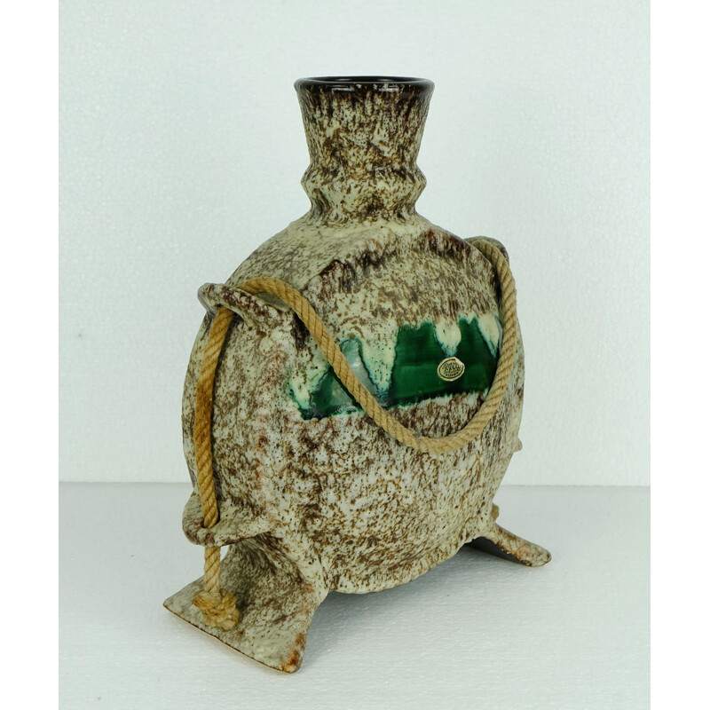 German Jopeko vase in fat lava and rope - 1970s