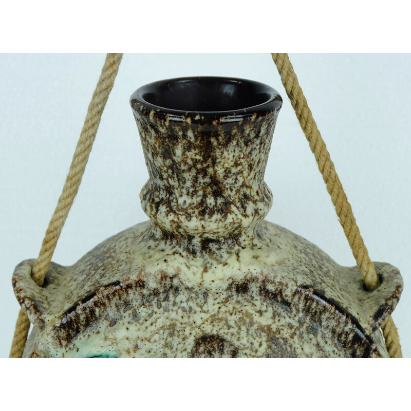 German Jopeko vase in fat lava and rope - 1970s