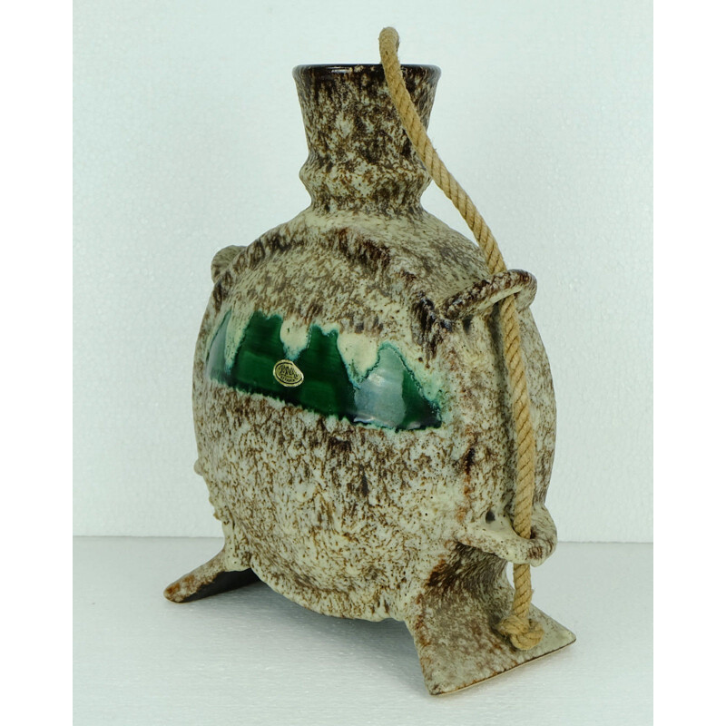 German Jopeko vase in fat lava and rope - 1970s