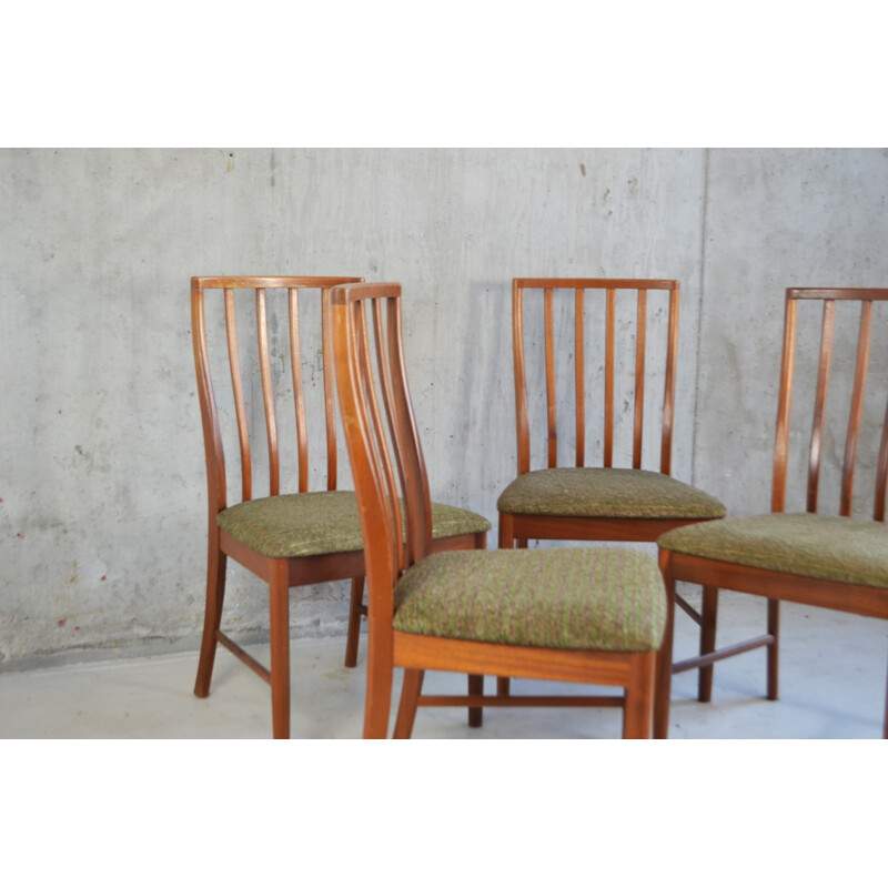 Set of 4 high backed dining chairs in teak - 1970's