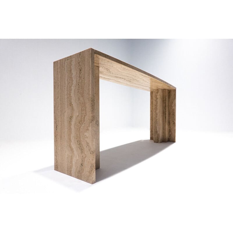 Vintage contemporary travertine console, Italy