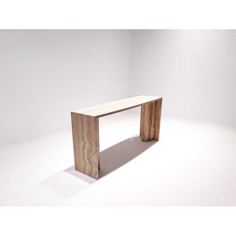 Vintage contemporary travertine console, Italy