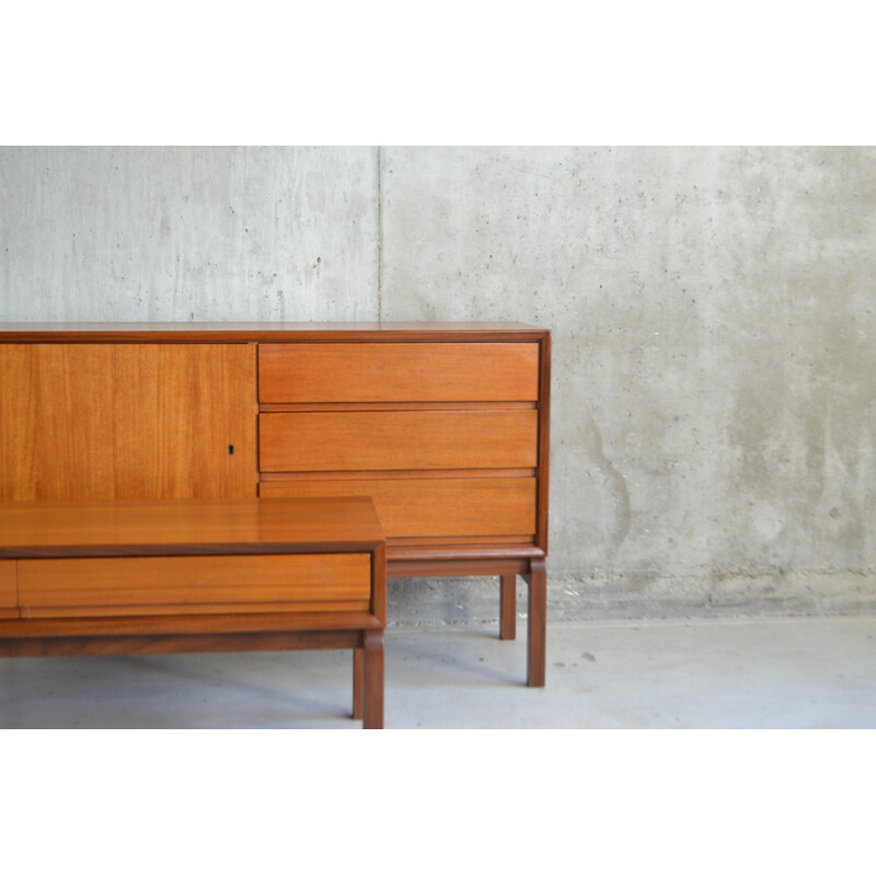 Set of German cabinet and console table in teak - 1970s