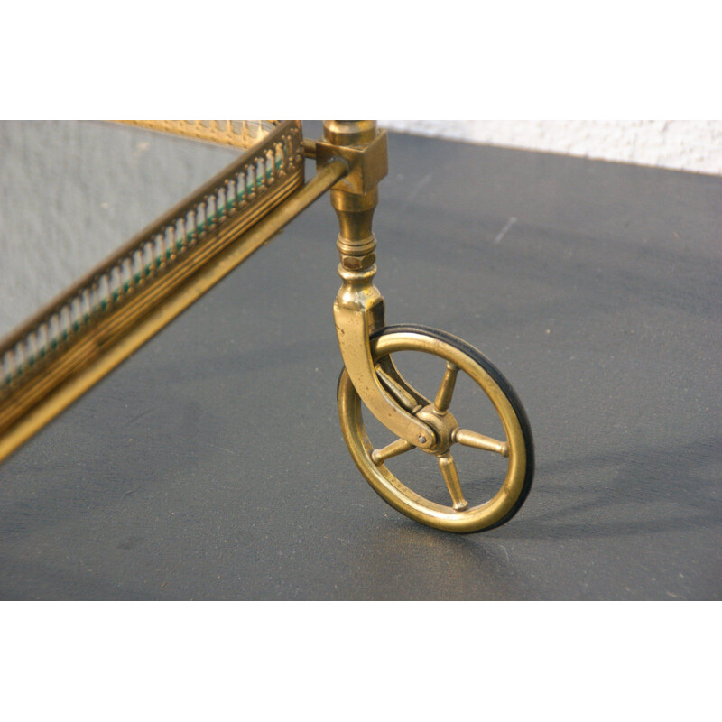 French vintage brass and glass trolley by Maison Bagués, 1940s