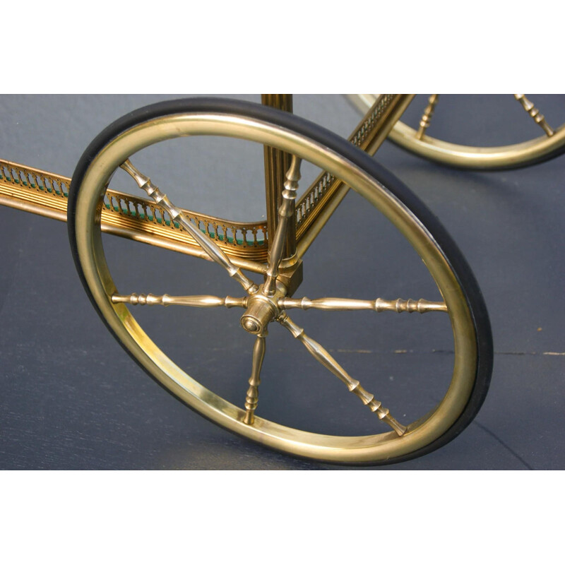 French vintage brass and glass trolley by Maison Bagués, 1940s