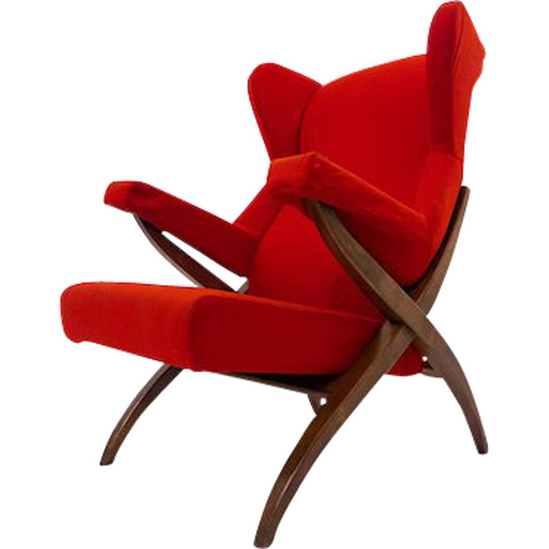 Mid-century red armchair Fiorenza by Franco Albini for Arflex, Italy