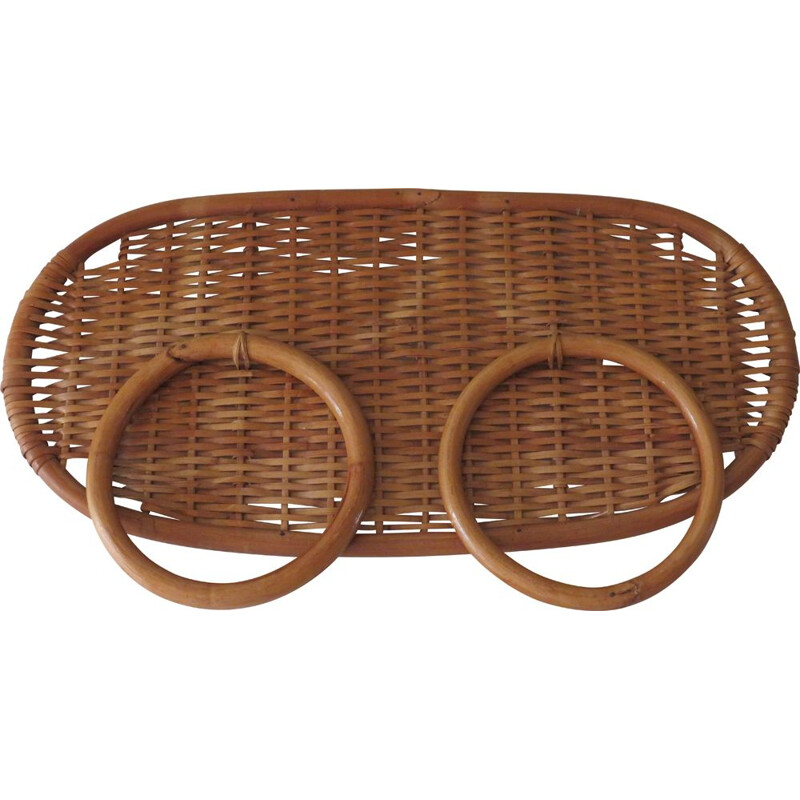Vintage Towel rack in rattan and bamboo, 1970