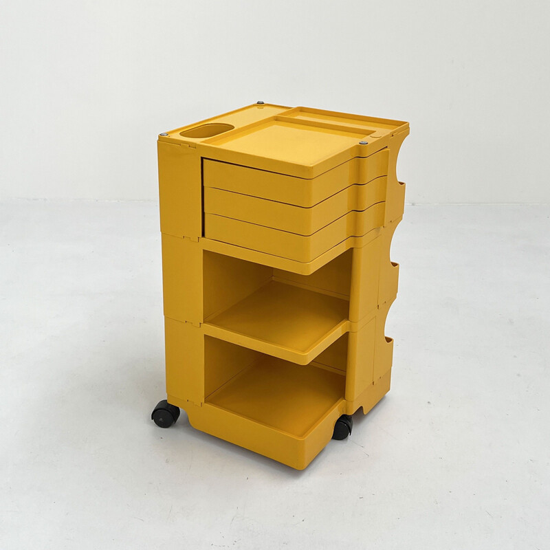 Vintage yellow Boby trolley by Joe Colombo for Bieffeplast, 1960s