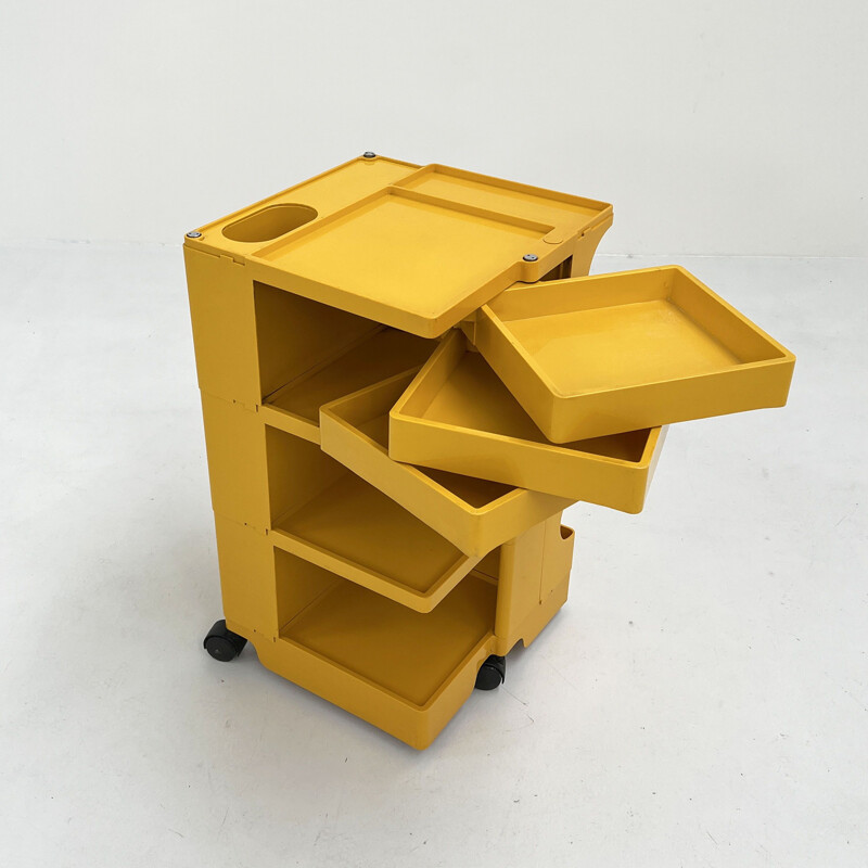 Vintage yellow Boby trolley by Joe Colombo for Bieffeplast, 1960s