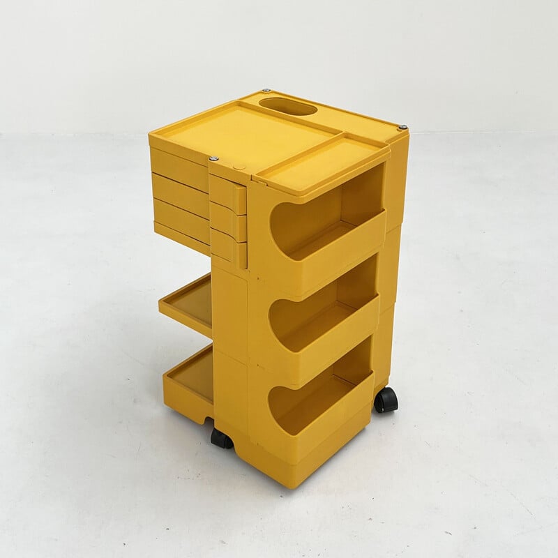 Vintage yellow Boby trolley by Joe Colombo for Bieffeplast, 1960s