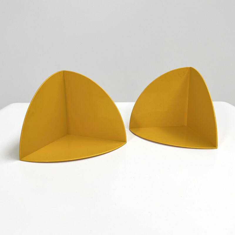 Pair of vintage yellow bookends model 4909 by Giotto Stoppino for Kartell, 1970s