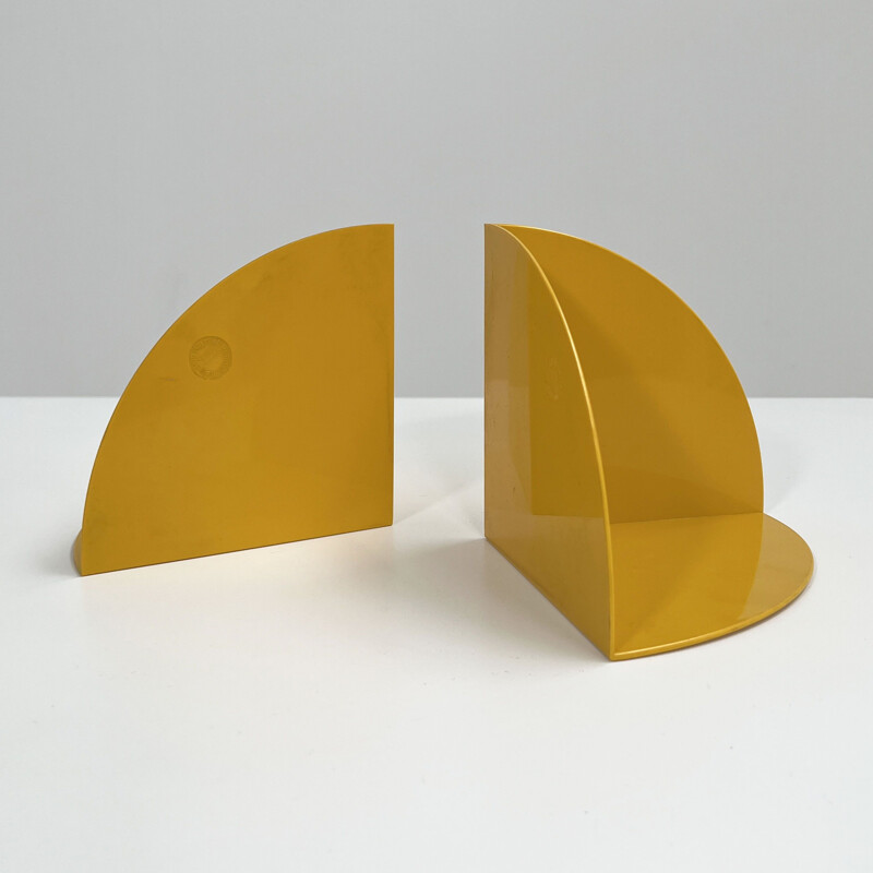 Pair of vintage yellow bookends model 4909 by Giotto Stoppino for Kartell, 1970s
