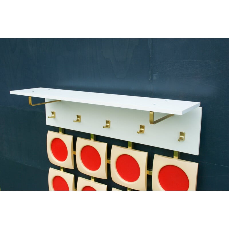 Vintage geometric wall coat rack, 1970s