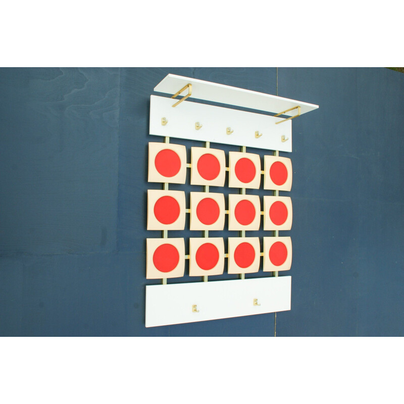 Vintage geometric wall coat rack, 1970s