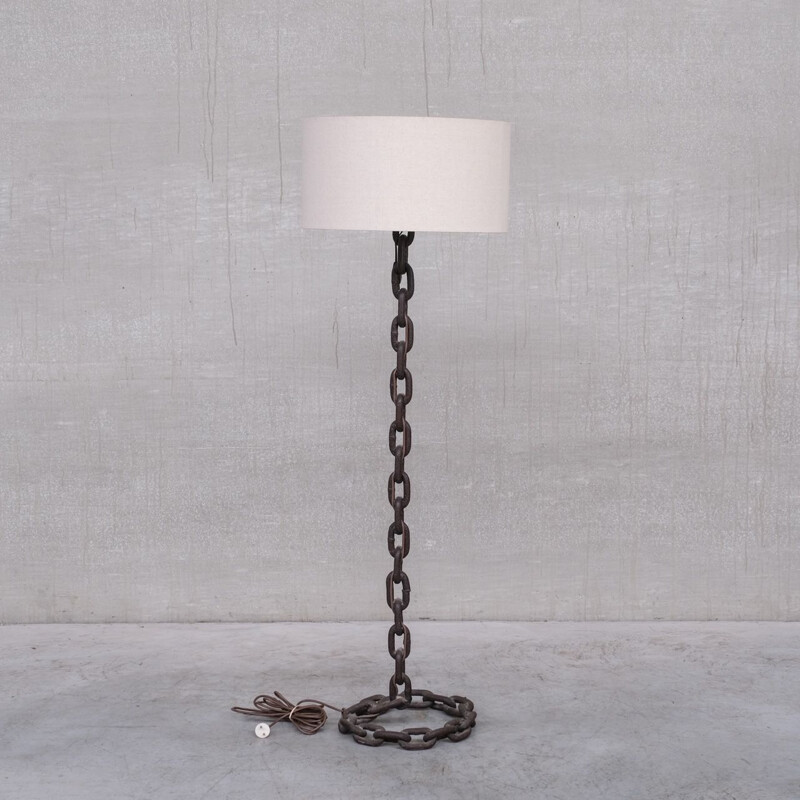 Brutalist iron French mid-century floor lamp, 1970s