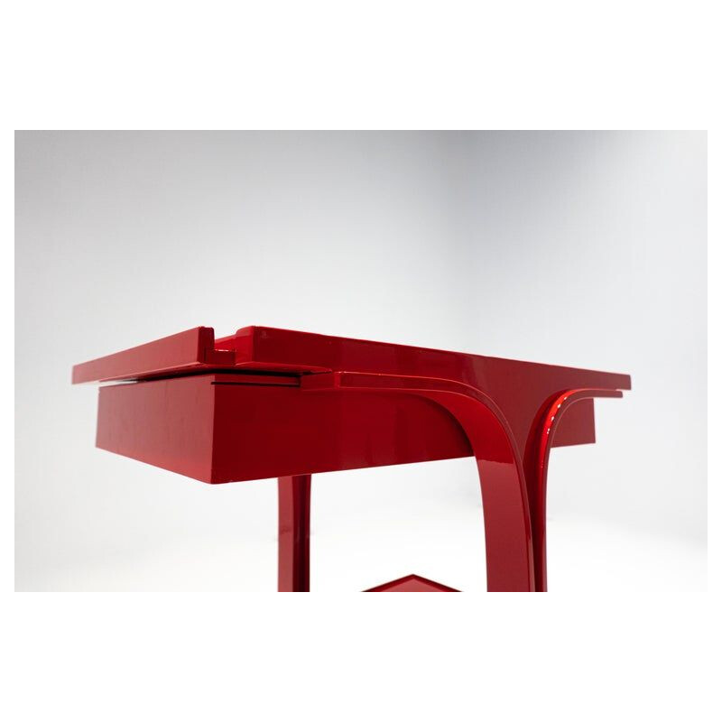 Vintage red service cart by Gianfranco Frattini for Bernini, Italy 1960