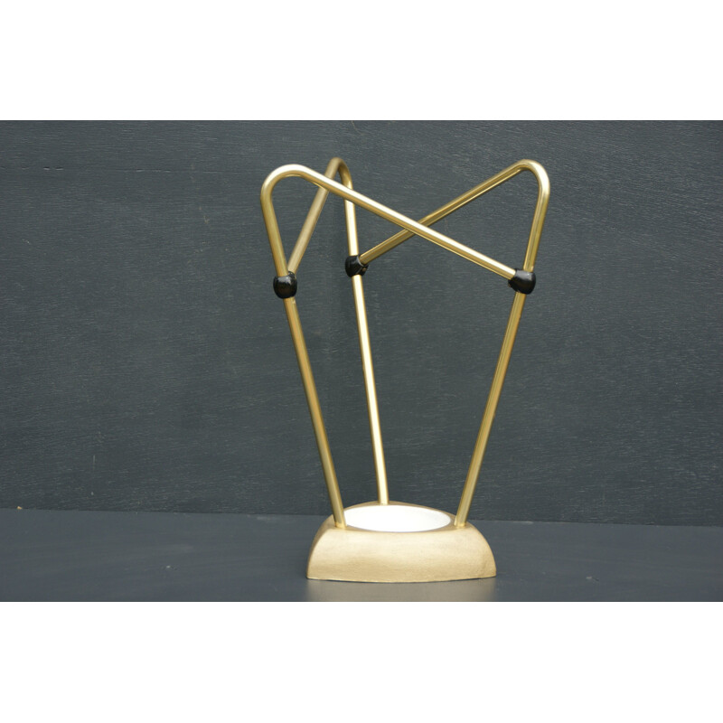 Mid-century umbrella stand with aluminum tube gilded, 1950s