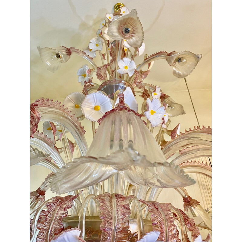 Vintage chandelier with glass Murano by Barovier & Toso, 1980s