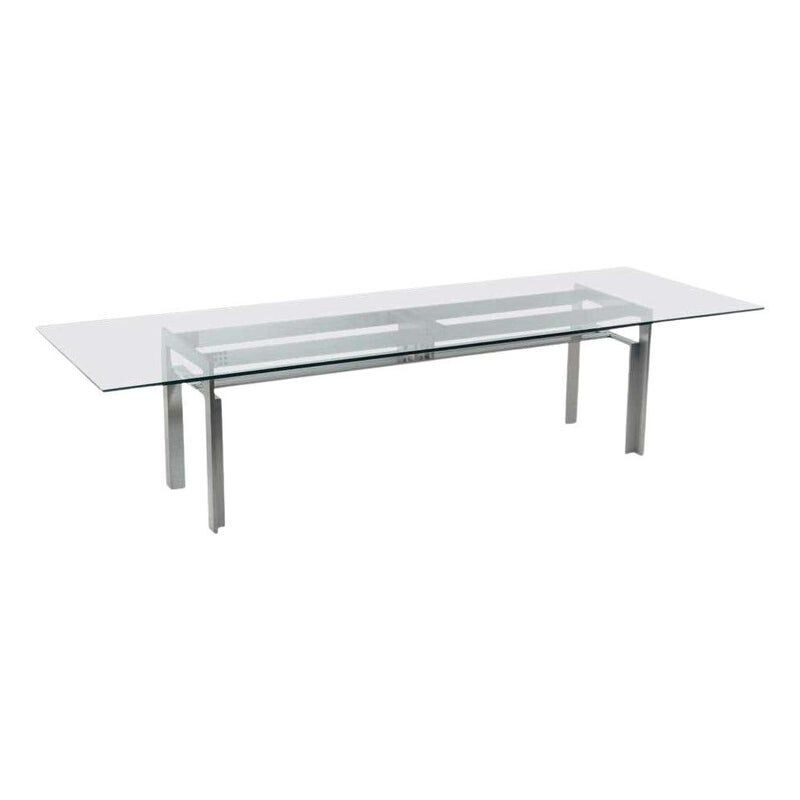 Vintage "Doge" dining table in steel base and glass top by Carlo Scarpa, 1960s