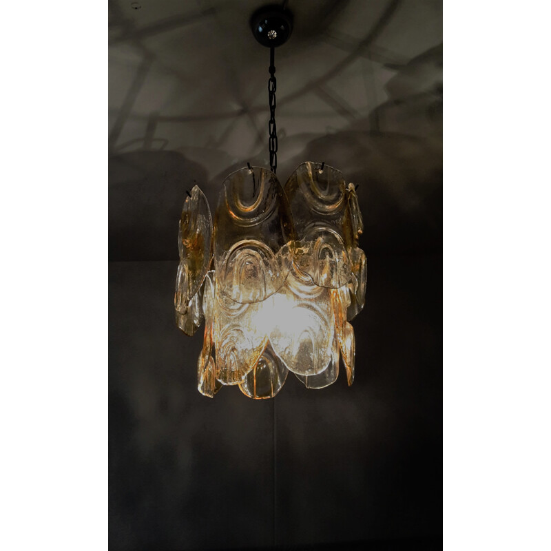 Italian Mazzega chandelier in Murano glass and metal - 1970s
