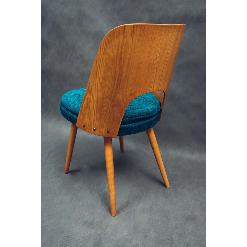 Set of 4 vintage ashwood and blue denim chairs by Oswald Haerdtl, 1960s
