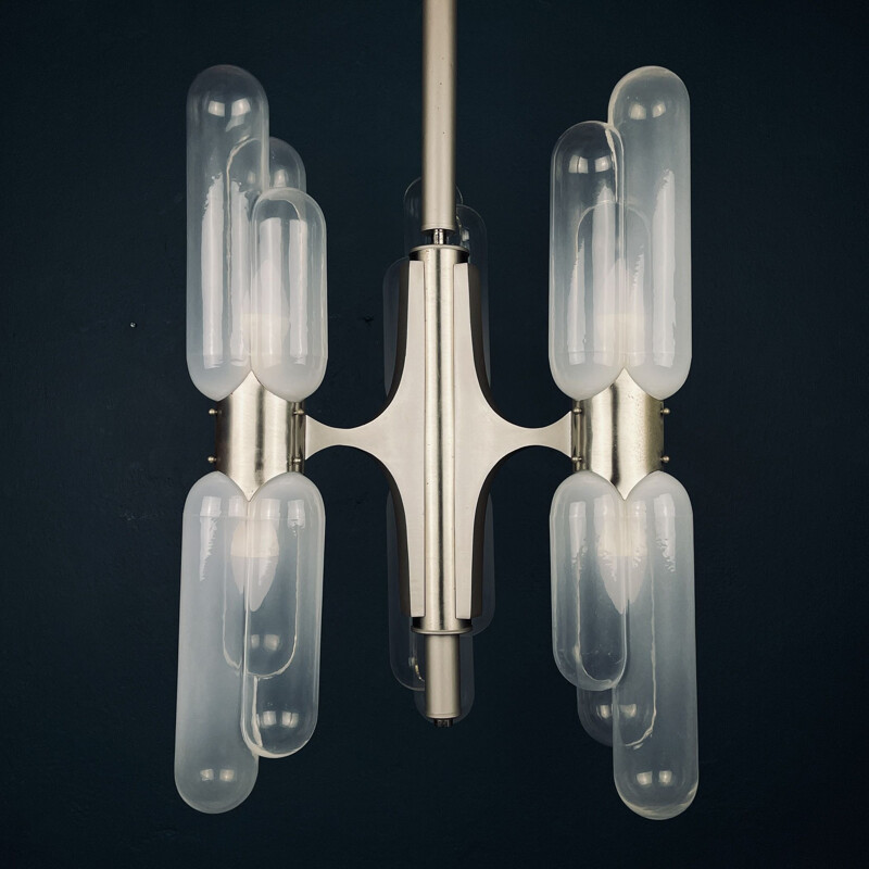 Vintage Murano glass chandelier Torpedo by Carlo Nason for Mazzega, Italy 1960s
