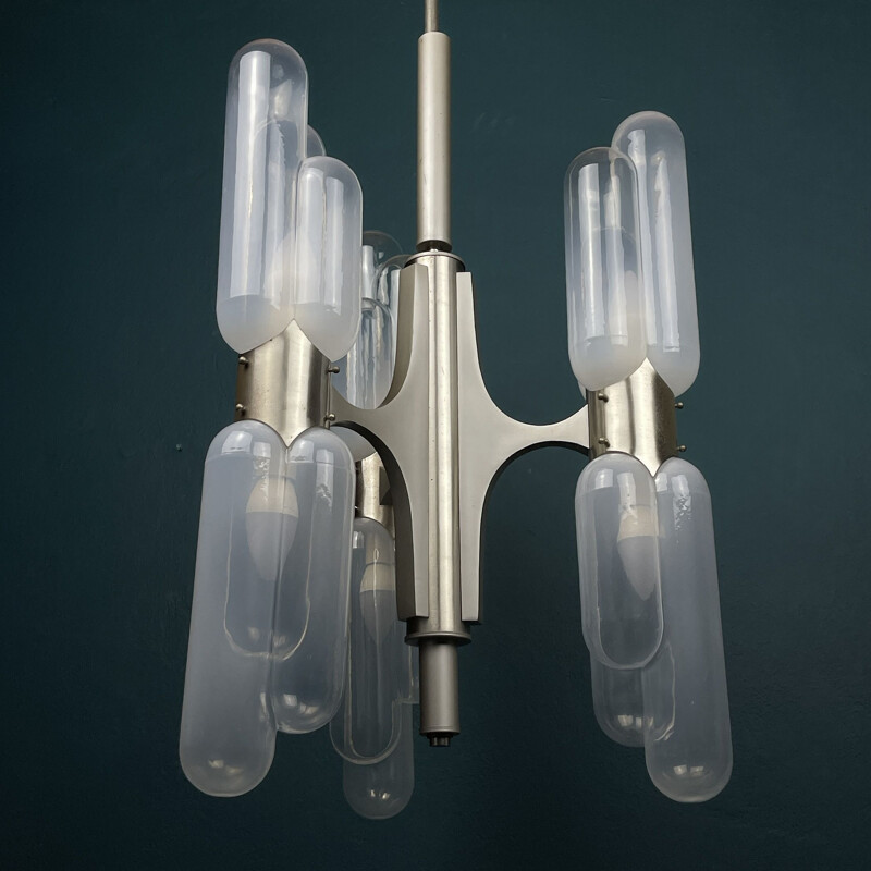 Vintage Murano glass chandelier Torpedo by Carlo Nason for Mazzega, Italy 1960s