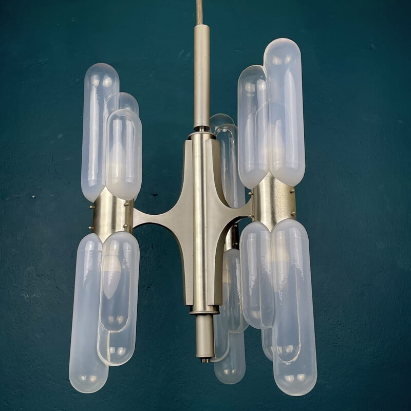 Vintage Murano glass chandelier Torpedo by Carlo Nason for Mazzega, Italy 1960s