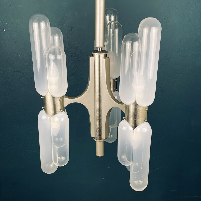 Vintage Murano glass chandelier Torpedo by Carlo Nason for Mazzega, Italy 1960s