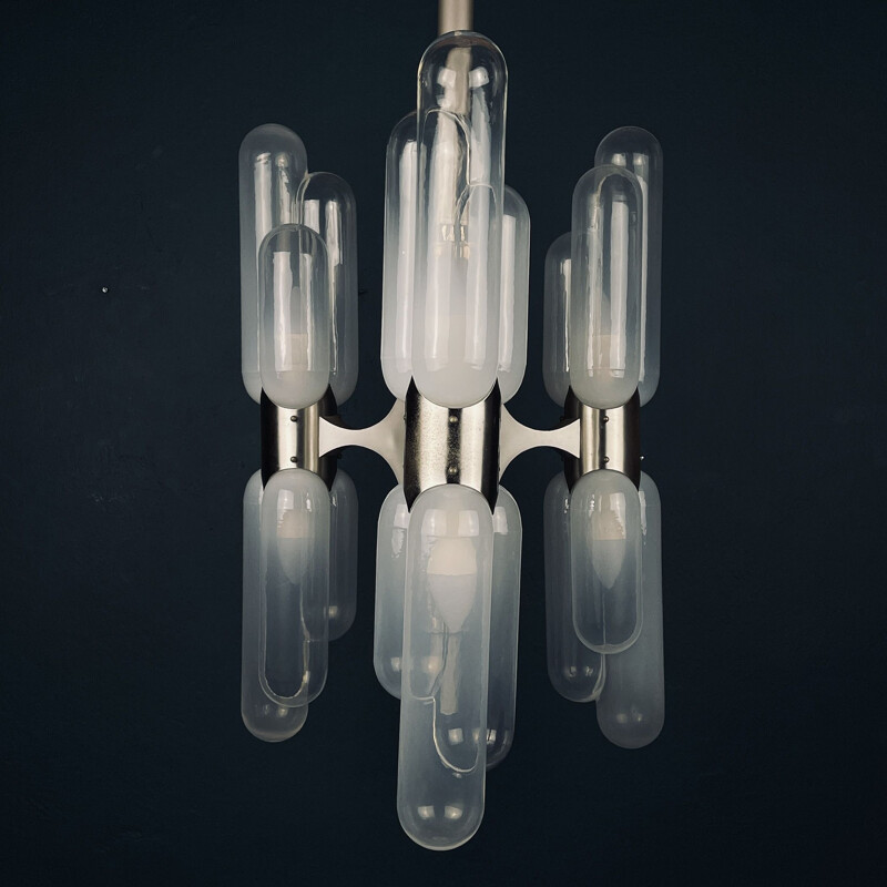 Vintage Murano glass chandelier Torpedo by Carlo Nason for Mazzega, Italy 1960s