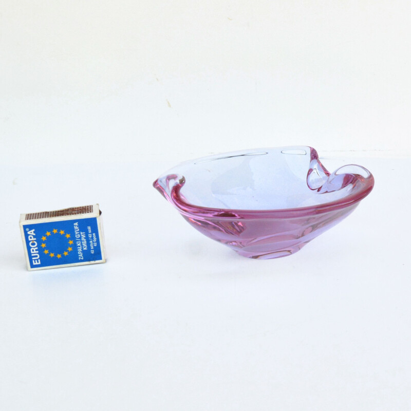 Vintage glass ashtray by M. Klinger for Železny Brod Sklo, Czechoslovakia 1960