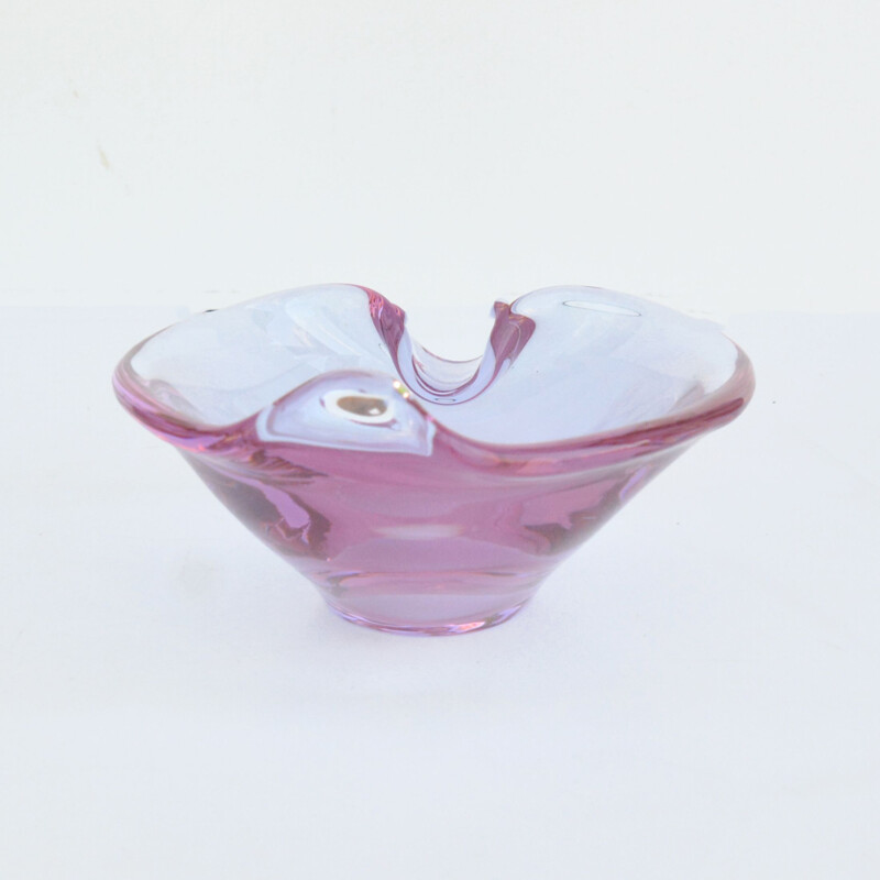 Cenicero de cristal vintage de M. Klinger para Železny Brod Sklo, Checoslovaquia 1960