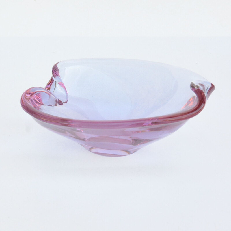 Vintage glass ashtray by M. Klinger for Železny Brod Sklo, Czechoslovakia 1960