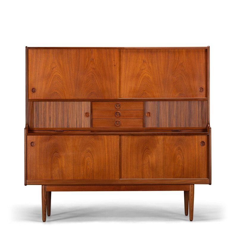 Teak vintage highboard by Johannes Andersen for J. Skaaning & Son, 1960s