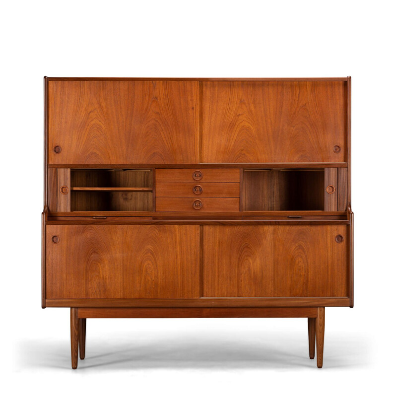 Teak vintage highboard by Johannes Andersen for J. Skaaning & Son, 1960s