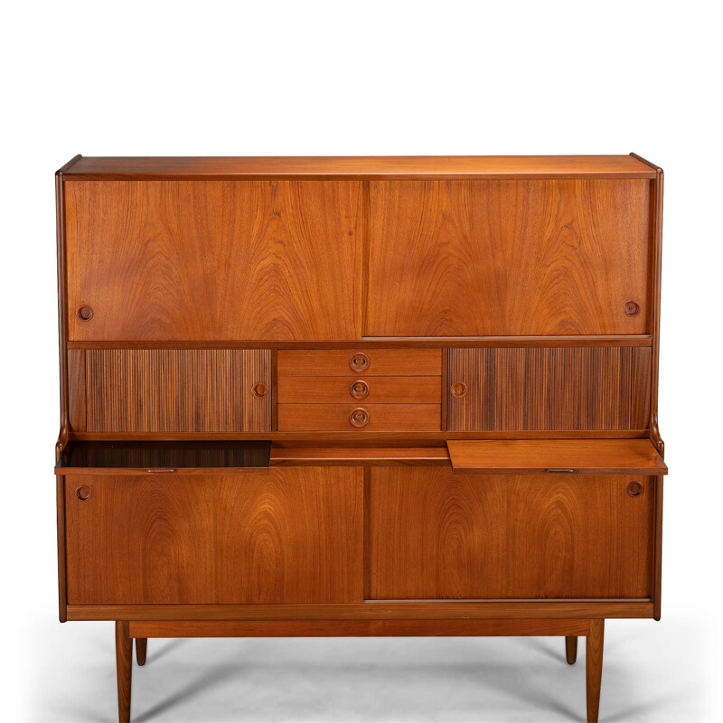 Teak vintage highboard by Johannes Andersen for J. Skaaning & Son, 1960s