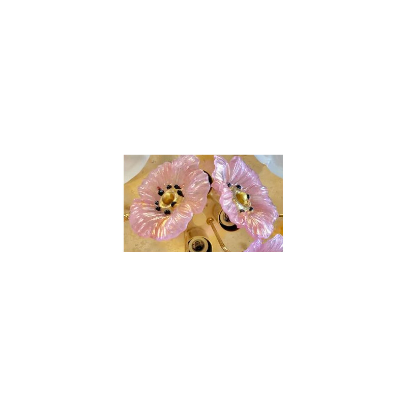 Vintage-Hängeleuchte mit Ibiskusblüte von Barovier, 1980