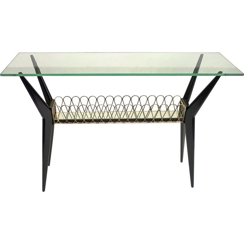 Italian mahogany and glass console table - 1950s