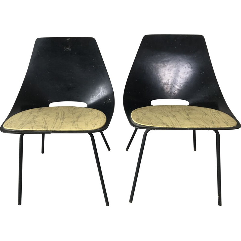Pair of vintage Tonneau chairs by Pierre Guariche for Steiner, 1950