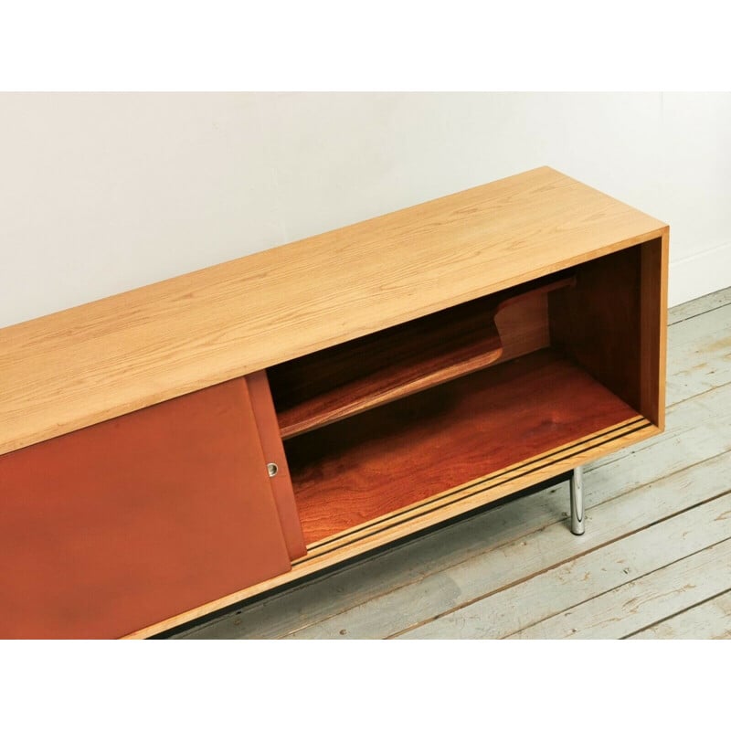 Vintage oak and leather sideboard by Robin Day for Hille, 1948