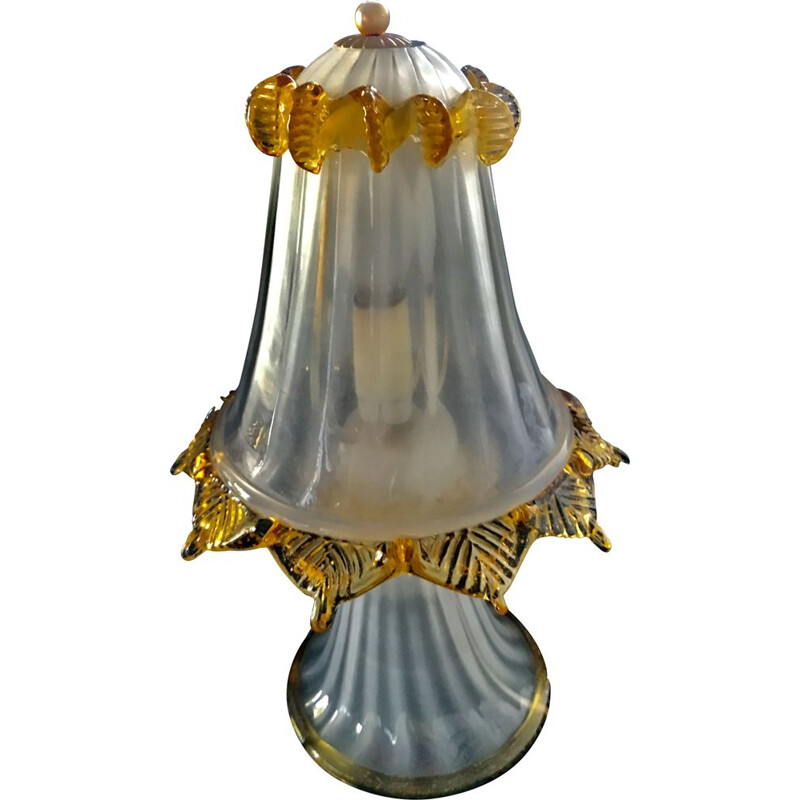 Lámpara de mesa vintage de cristal de Murano de Barovier y Toso, 1970